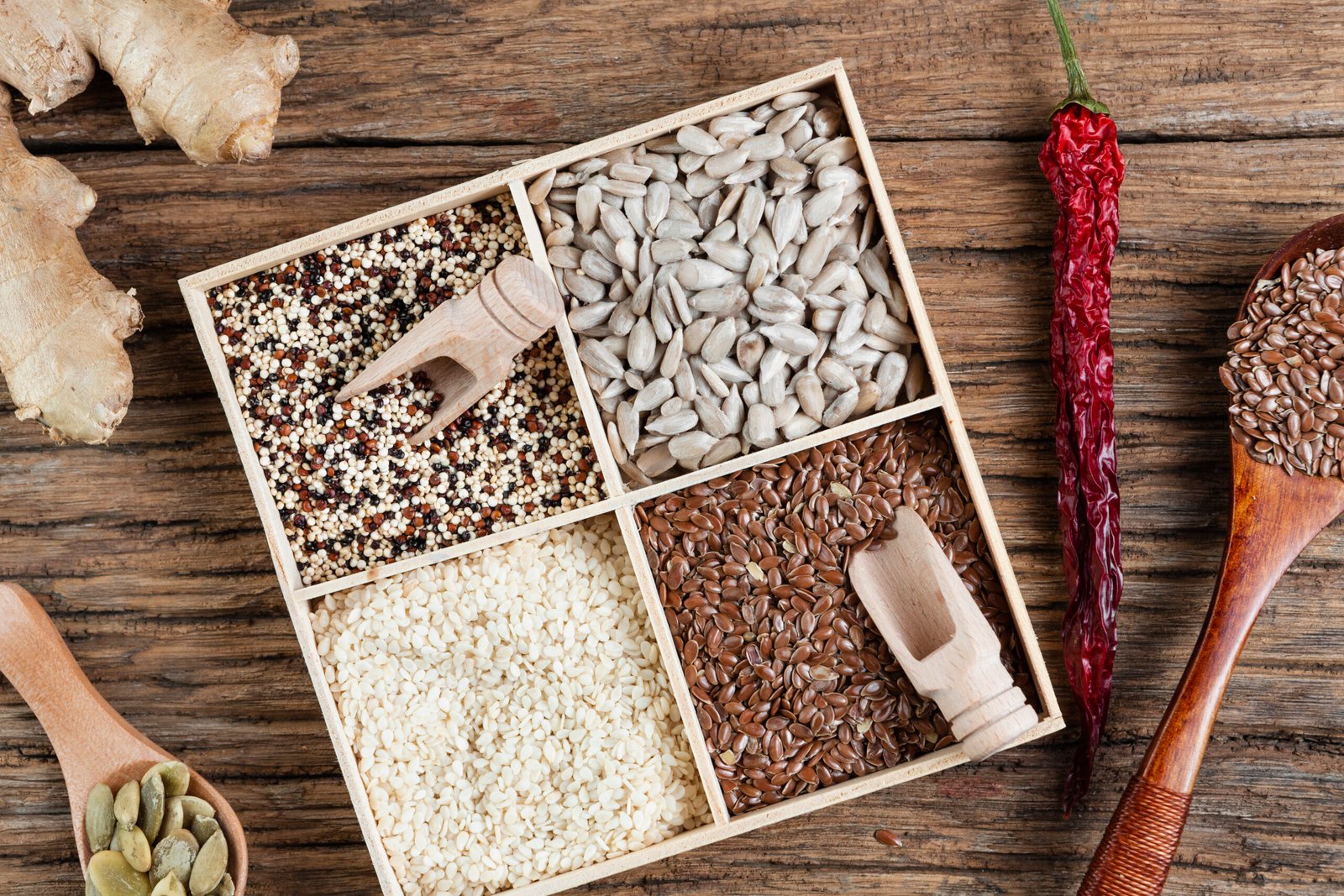 top view arrangement different seeds